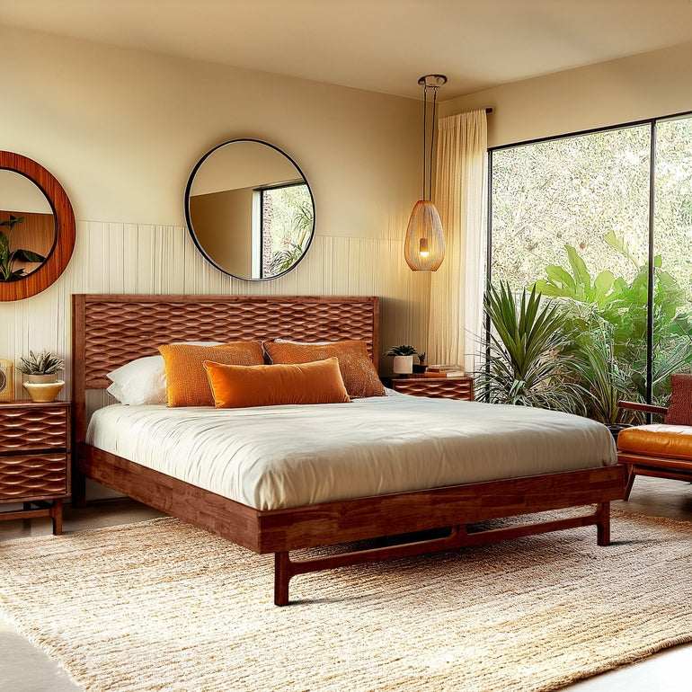 Acacia Elara Platform Bed Frame with Headboard - Stylish and Durable Design