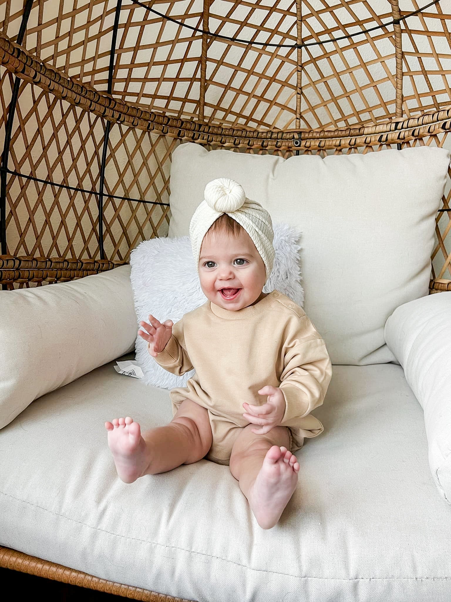 PREORDER Organic Cotton Bubble Romper - Latte