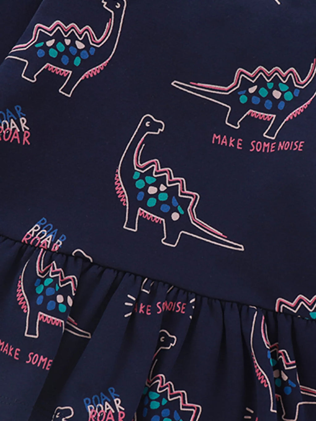 Girls and Toddler Girls Dinosaur Print Ruffle Hem Sweatshirt