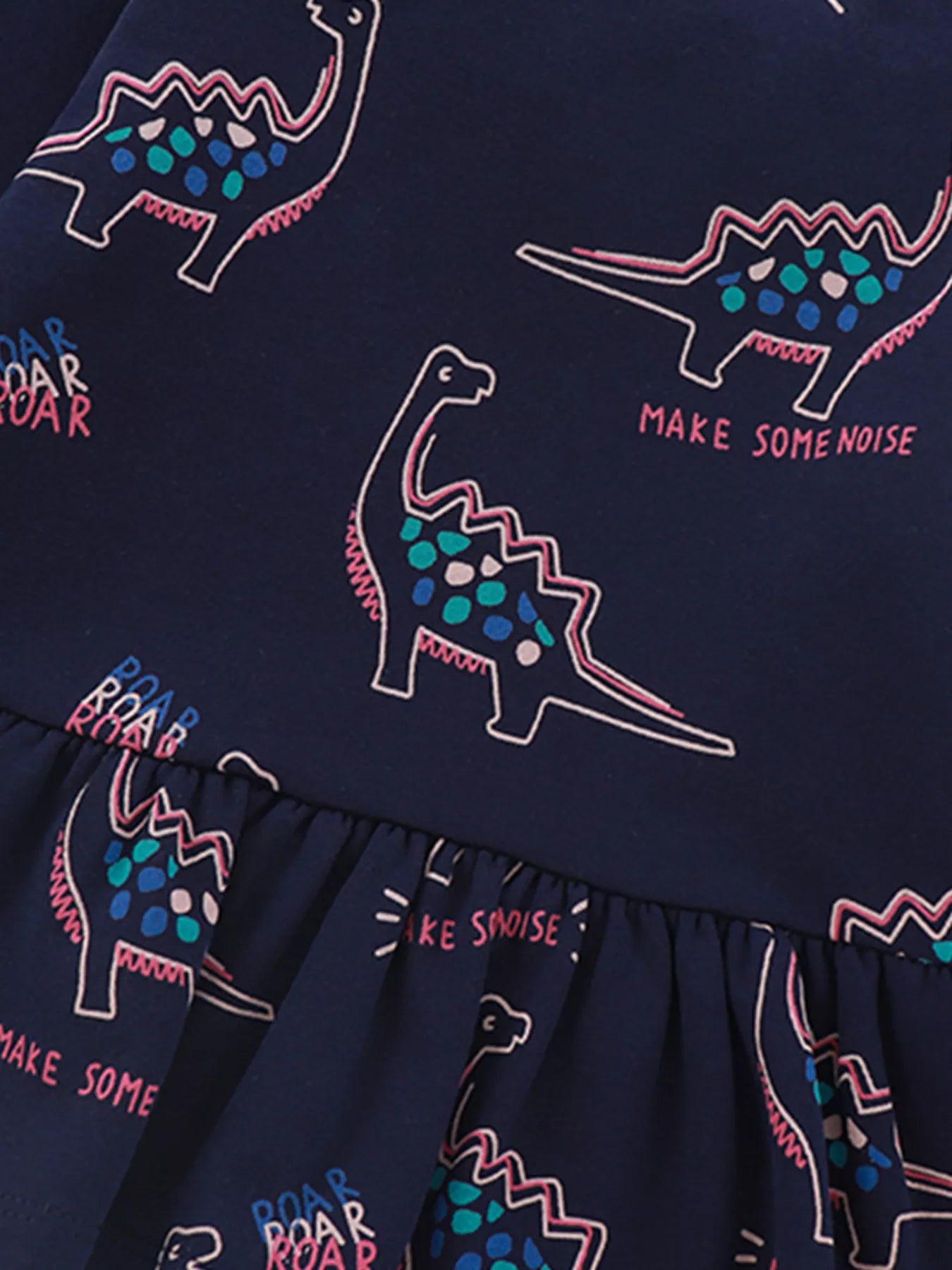 Girls and Toddler Girls Dinosaur Print Ruffle Hem Sweatshirt