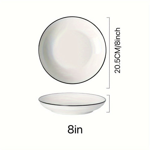 Set of 4 Simple White 8Inch Dinner Plates