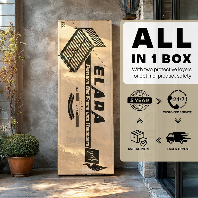 Acacia Elara Platform Bed Frame with Headboard - Stylish and Durable Design