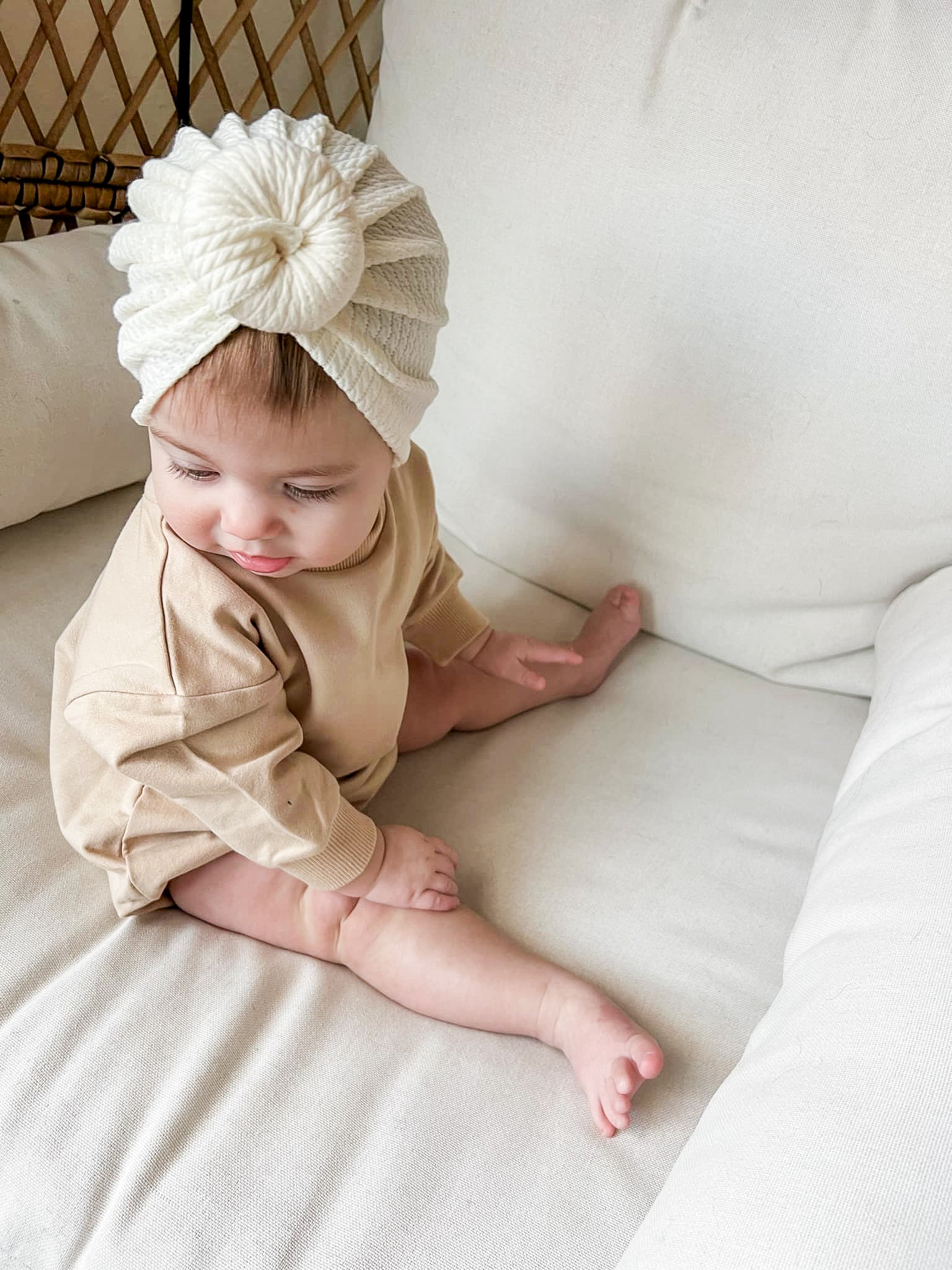 PREORDER Organic Cotton Bubble Romper - Latte