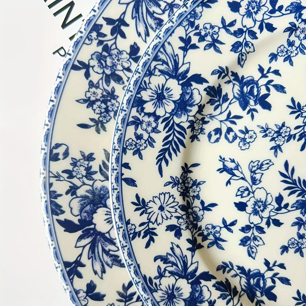 Nordic Blue  White Porcelain Dessert Plates Set