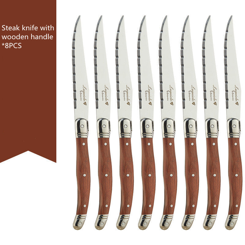 Stainless Steel Rosewood Wooden Handle Western Knife Steak Knife And Fork Set