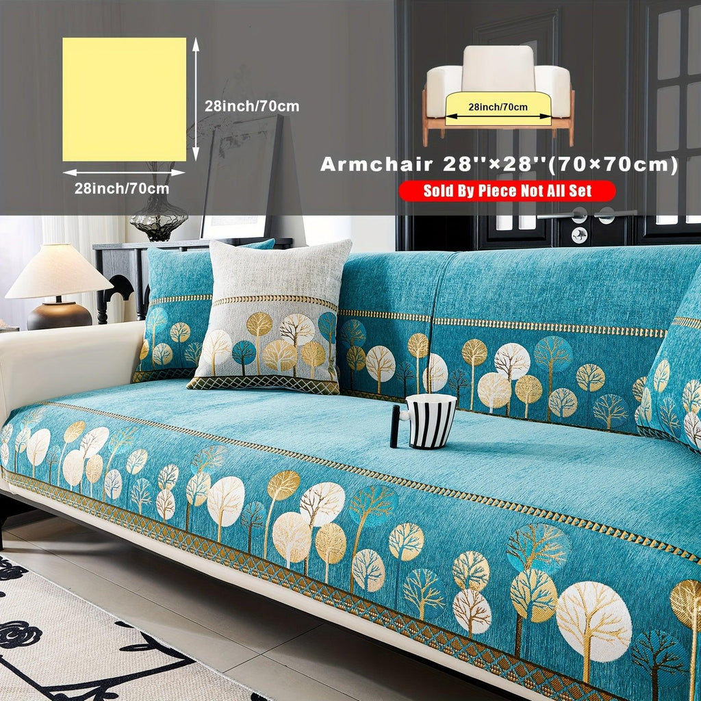 Pet Proof Couch Cover - Boho Chenille Sofa Cover with Tree Embroidery