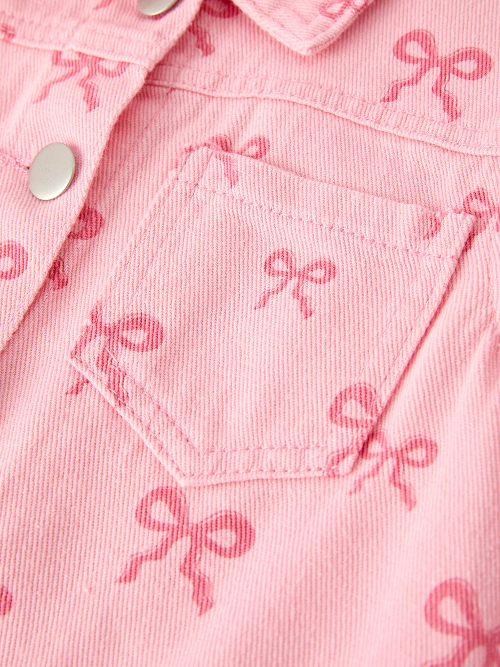 Pink Fall Girls Butterfly Print Denim Top