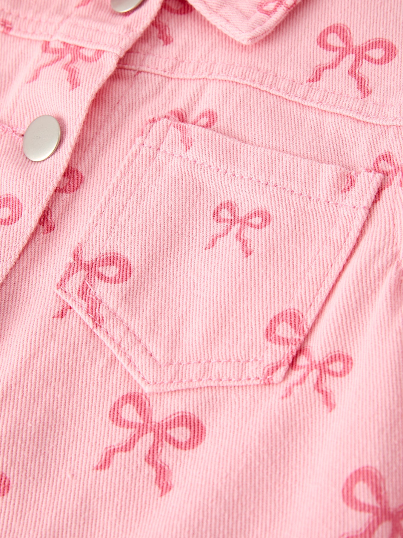Pink Fall Girls Butterfly Print Denim Top