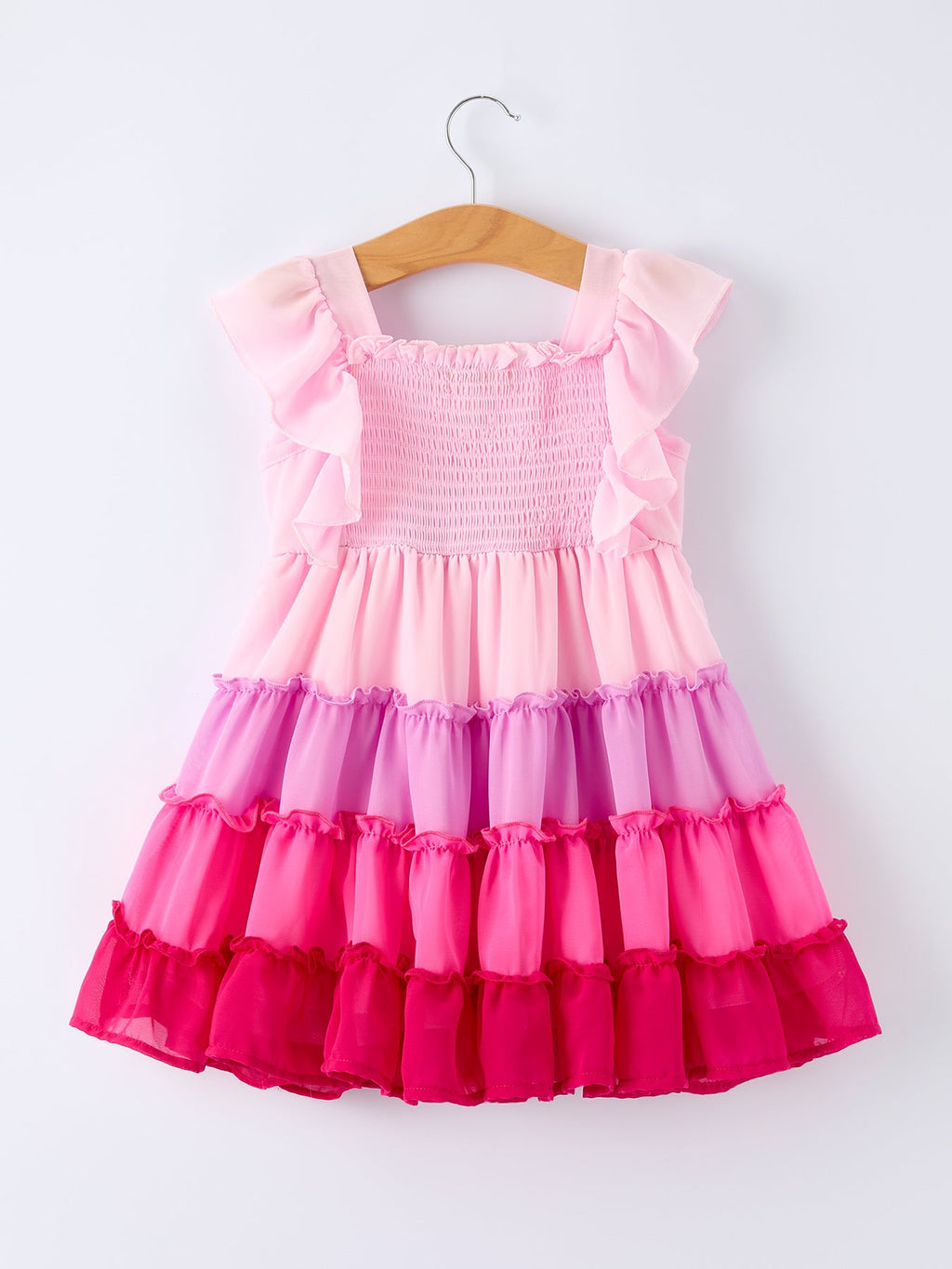 Ombre Ruffle Dress for Girls – Pink Gradient Layers