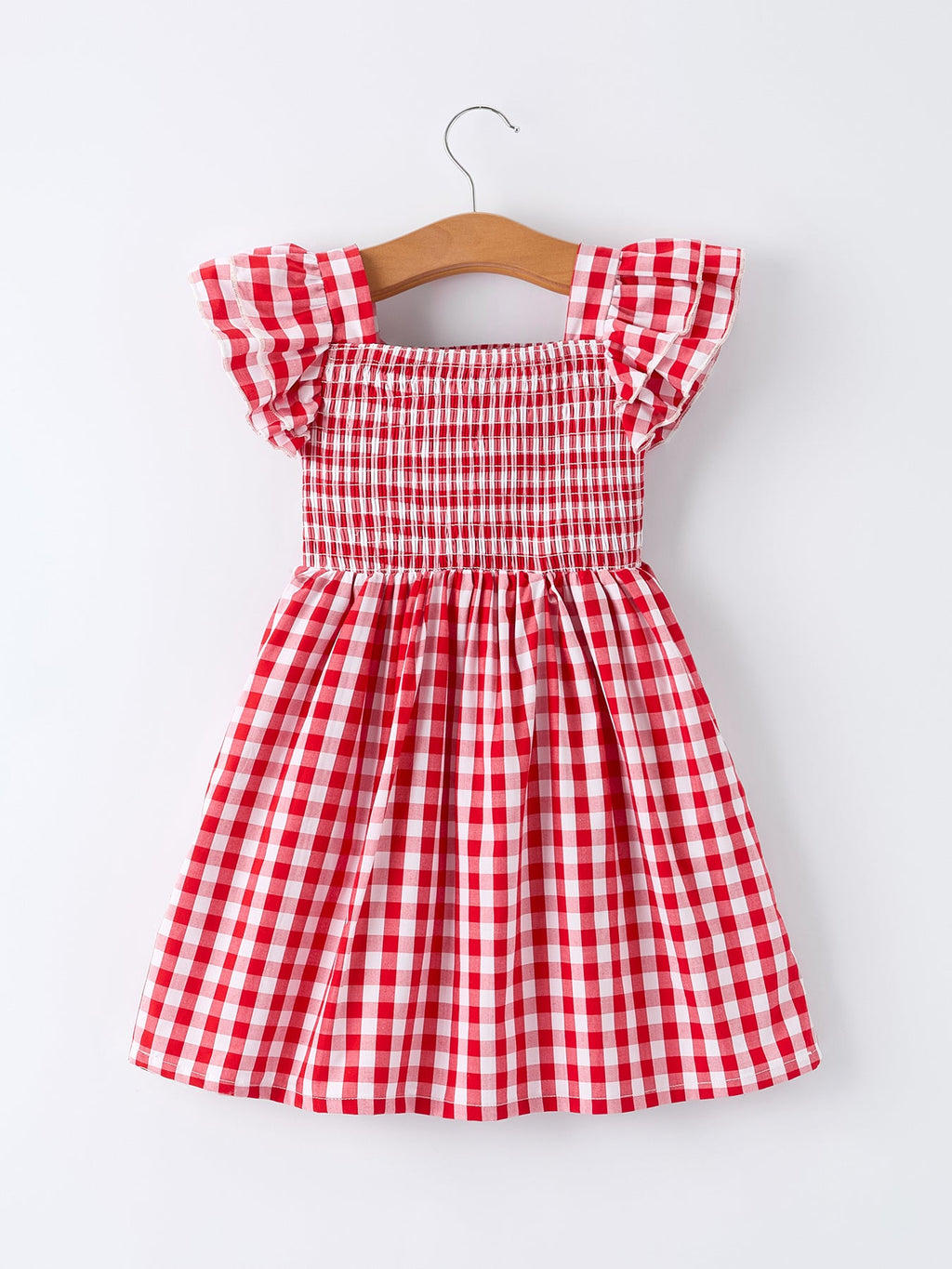 Summer Plaid Smocked Ruffle Girl Dress Sibling Outfits