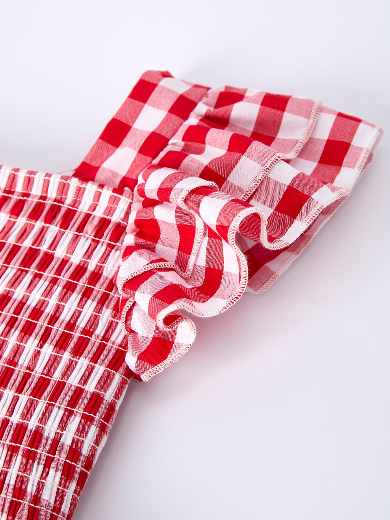 Summer Plaid Smocked Ruffle Girl Dress Sibling Outfits