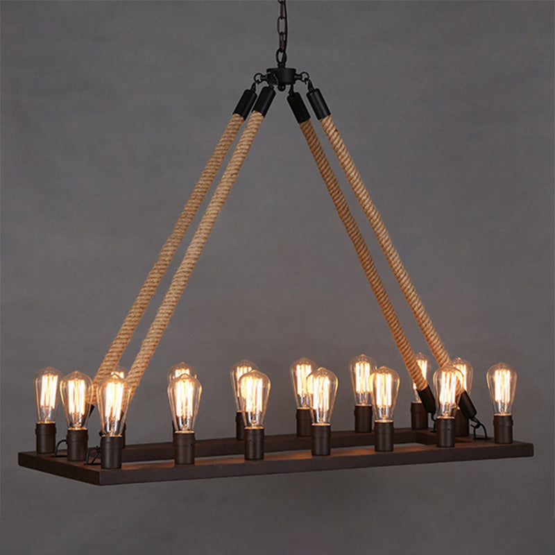 Amelia - Industrial Chandelier with 16 Rectangular Lights (Perfect for Cafes)