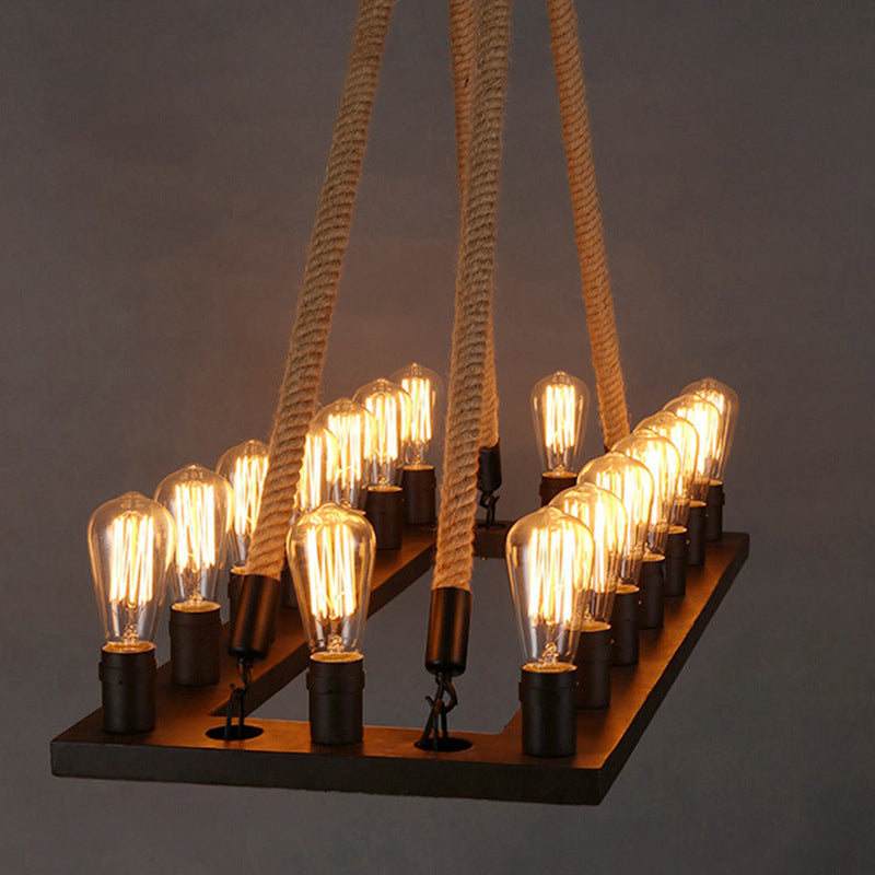 Amelia - Industrial Chandelier with 16 Rectangular Lights (Perfect for Cafes)