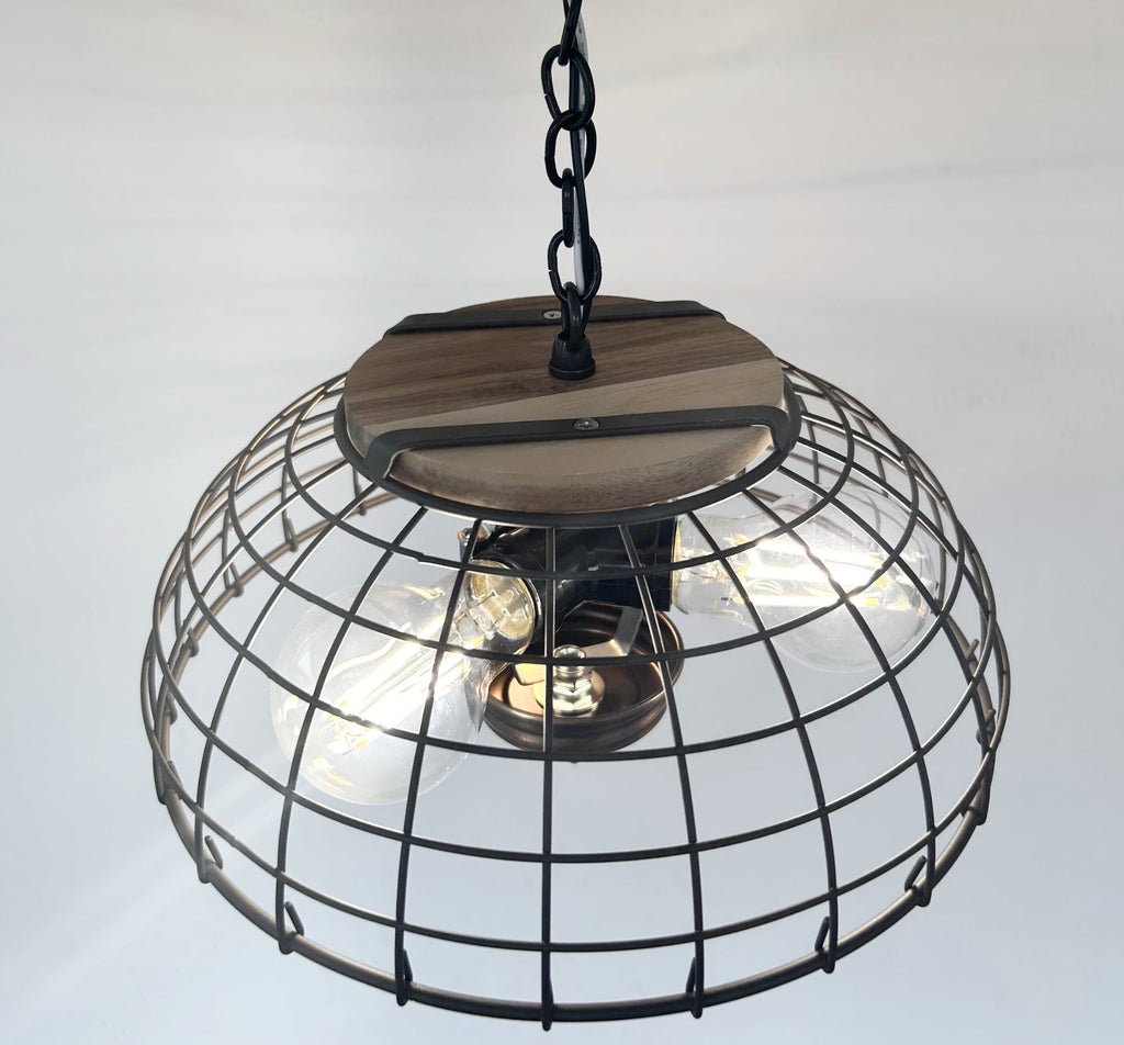 Rustic Industrial Wire Cage Pendant Light