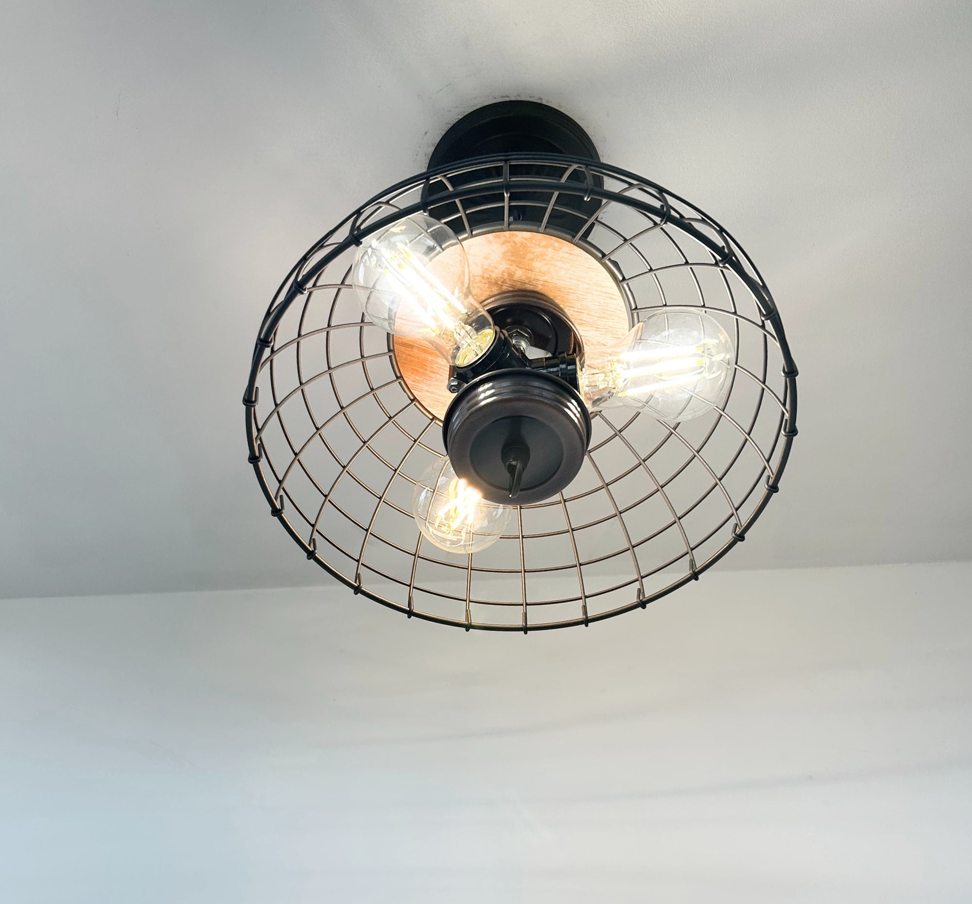 Rustic Industrial Wire Cage Pendant Light