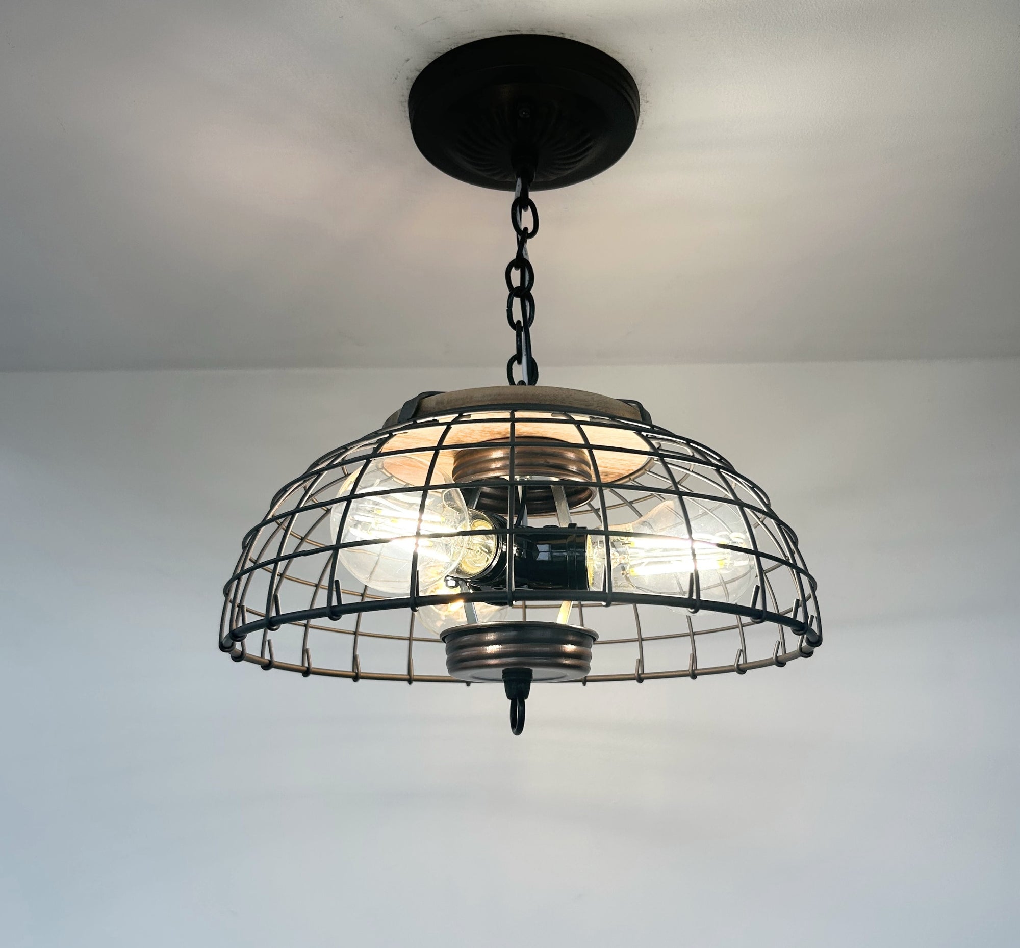 Rustic Industrial Wire Cage Pendant Light
