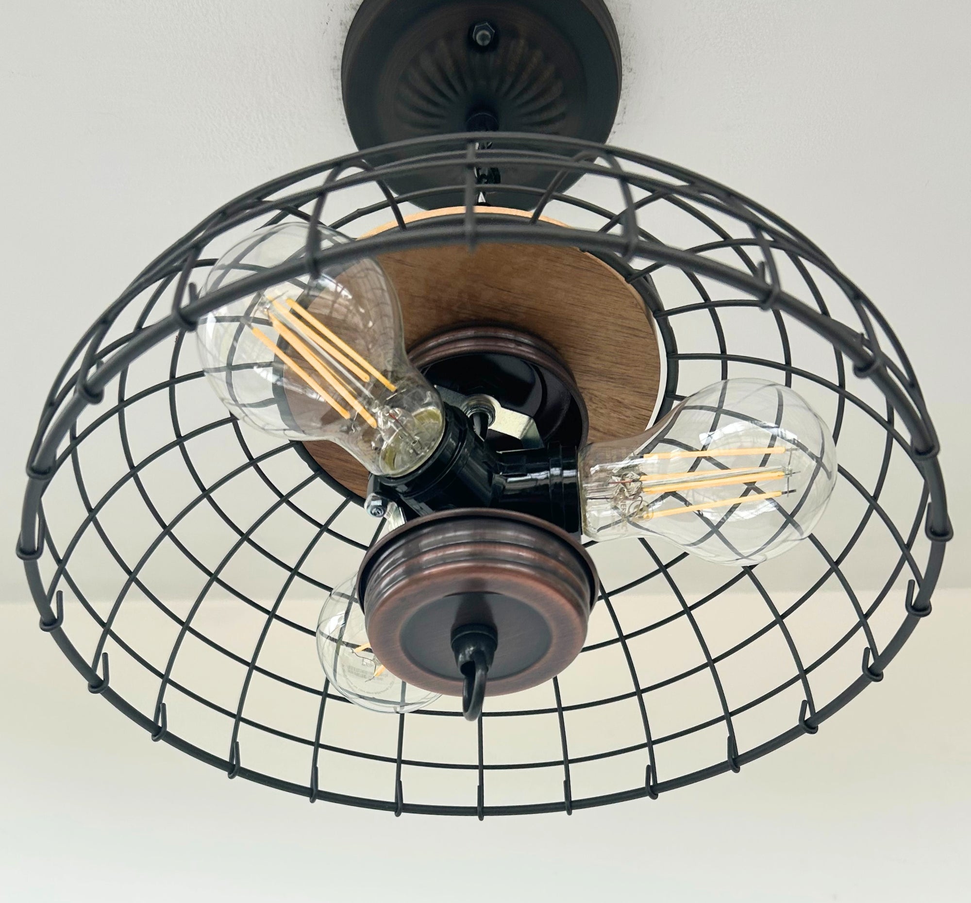 Rustic Industrial Wire Cage Pendant Light