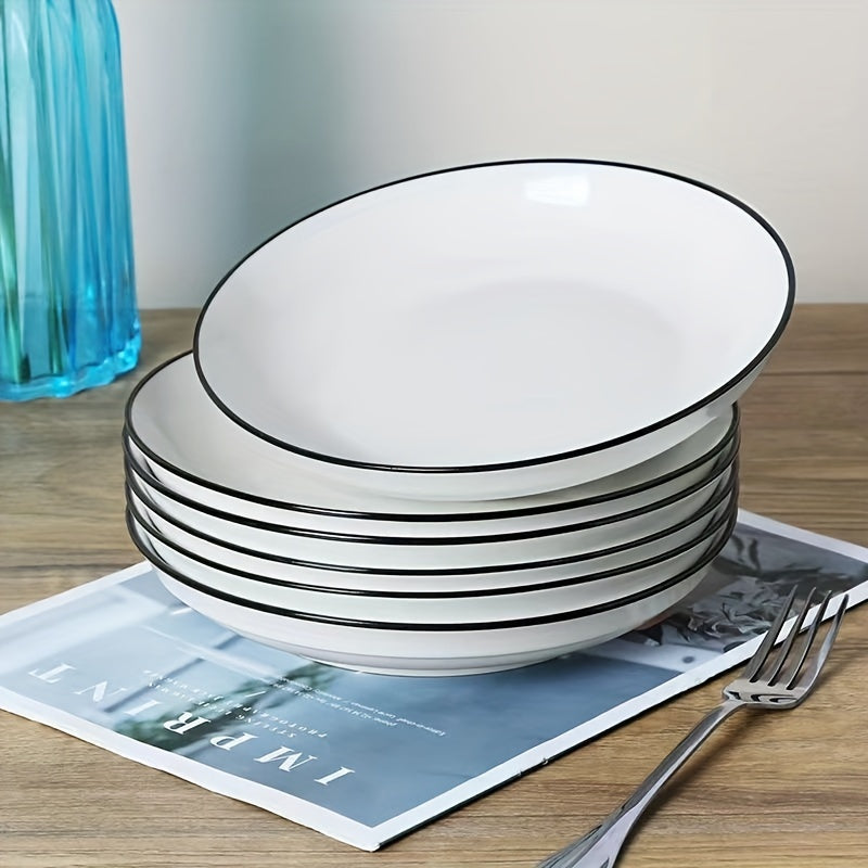 Set of 4 Simple White 8Inch Dinner Plates