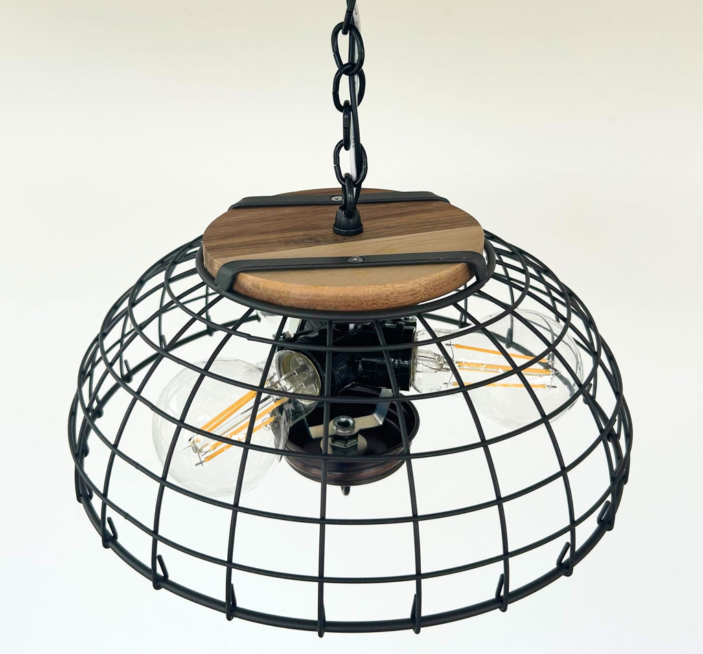 Rustic Industrial Wire Cage Pendant Light