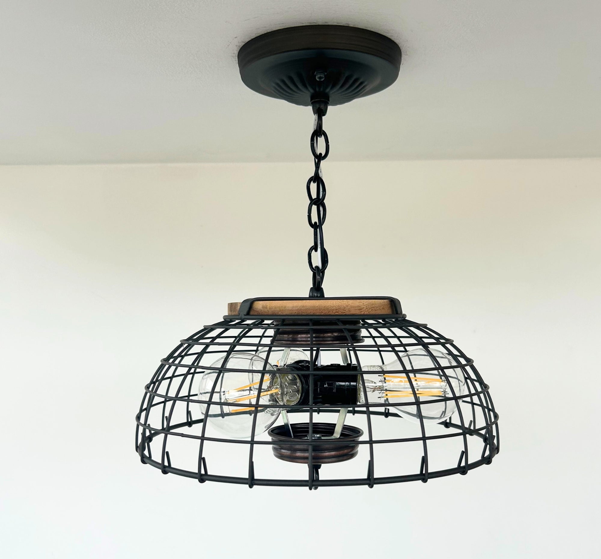 Rustic Industrial Wire Cage Pendant Light