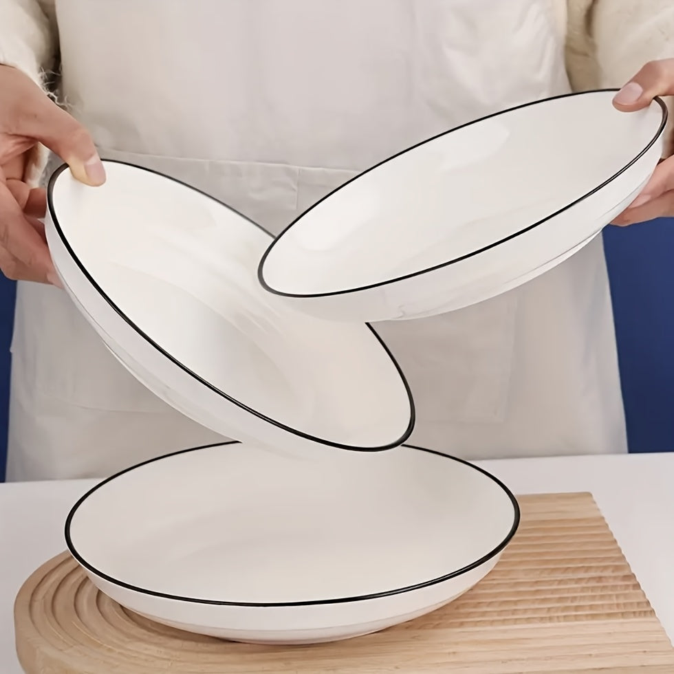 Set of 4 Simple White 8Inch Dinner Plates