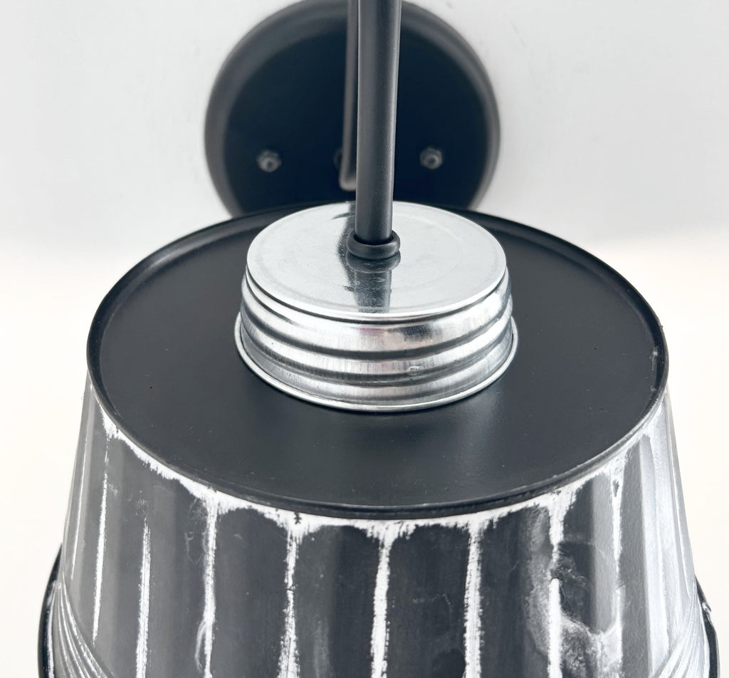 Black Ribbed Galvanized Wall Sconce