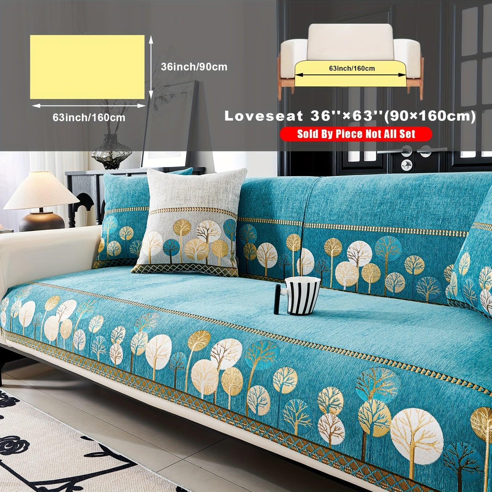 Pet Proof Couch Cover - Boho Chenille Sofa Cover with Tree Embroidery