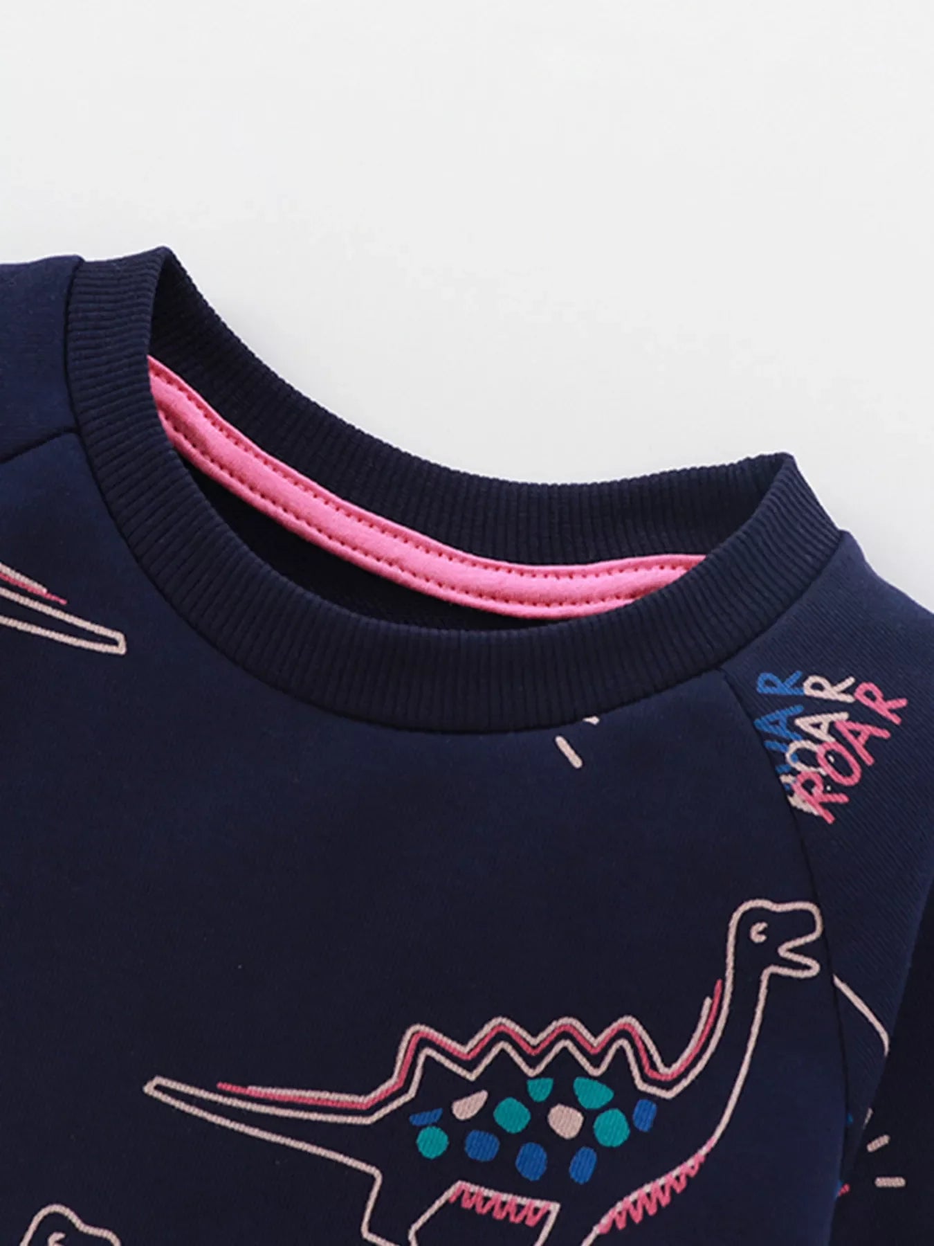 Girls and Toddler Girls Dinosaur Print Ruffle Hem Sweatshirt