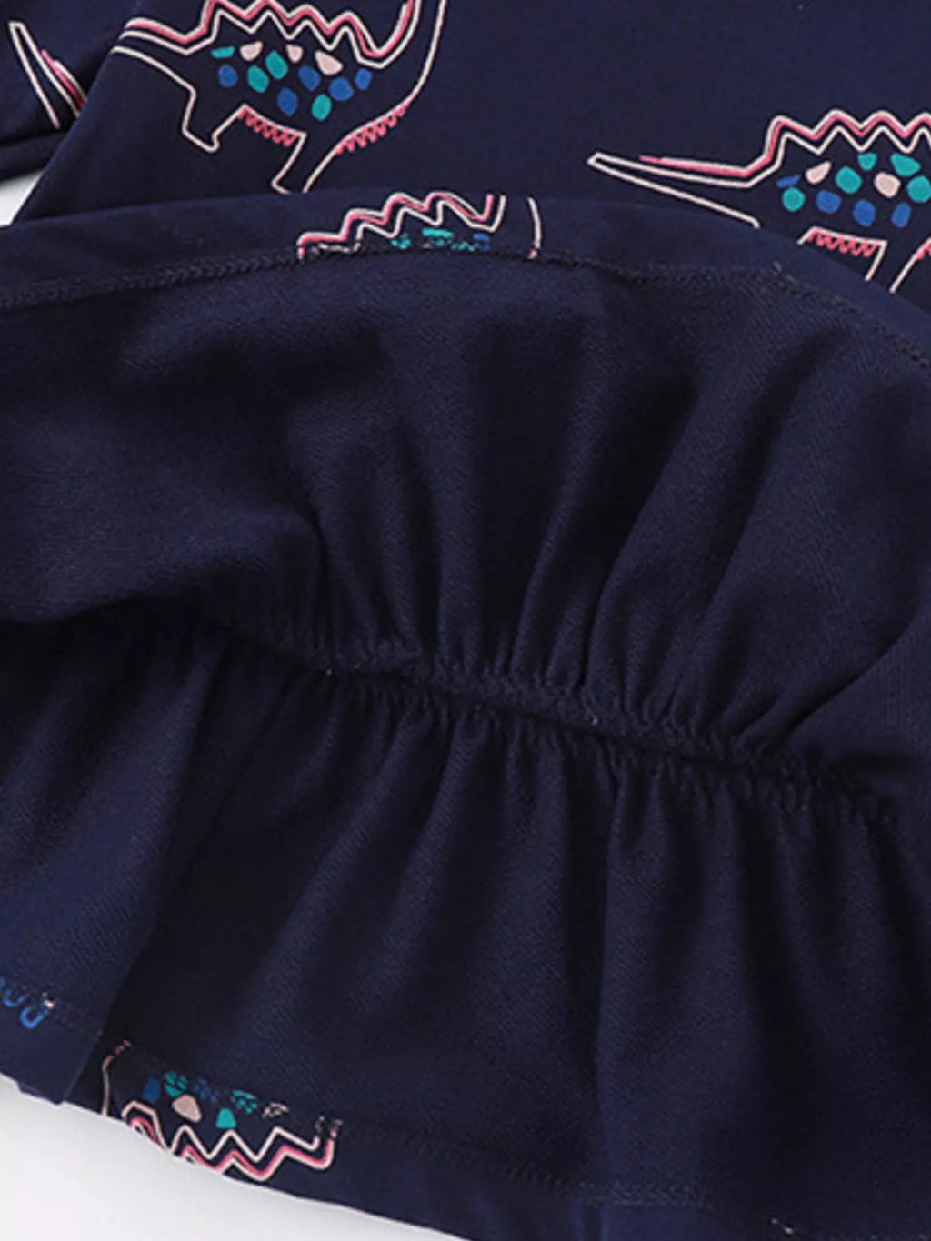 Girls and Toddler Girls Dinosaur Print Ruffle Hem Sweatshirt