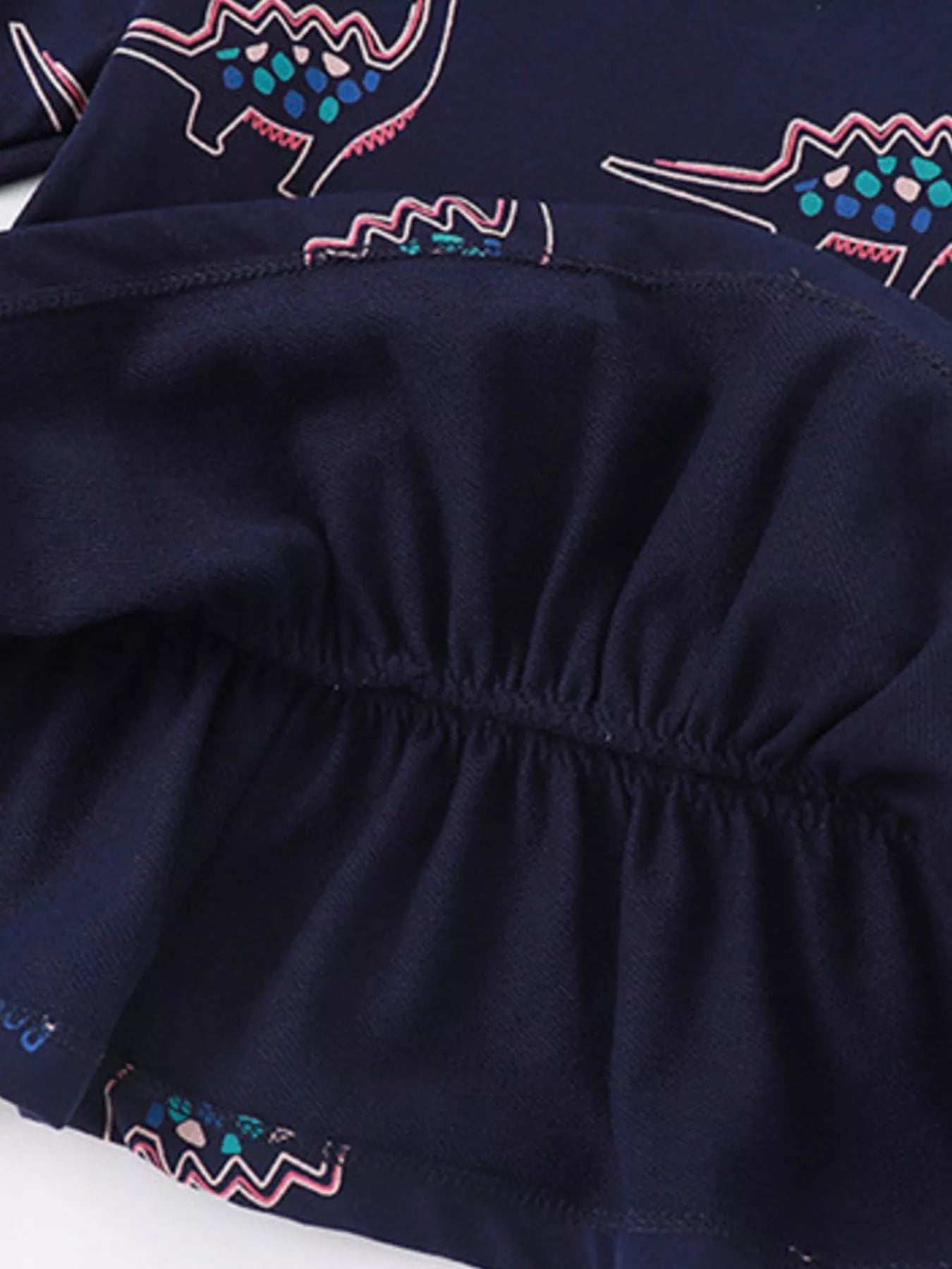 Girls and Toddler Girls Dinosaur Print Ruffle Hem Sweatshirt