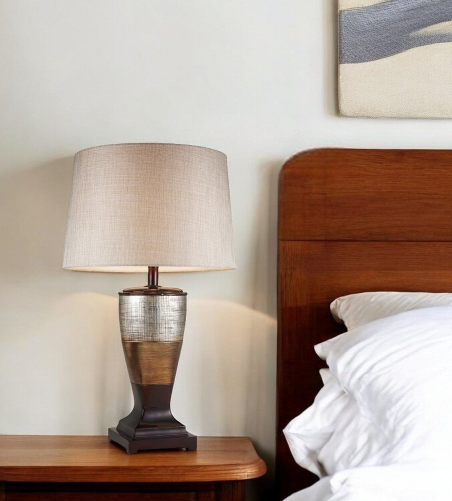 Exotic Brown and Gold Wide Stripe Table Lamp