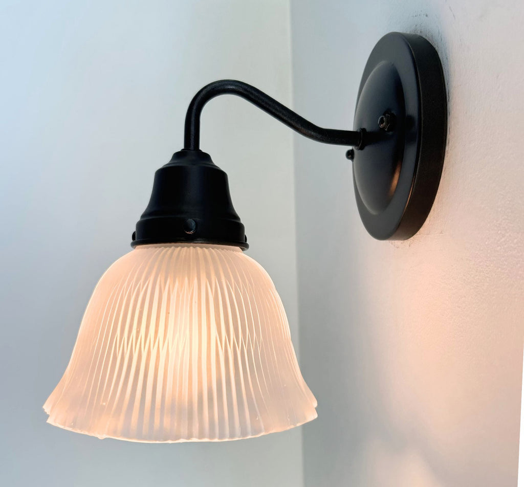 Antique Frosted 1930's Ruffle Glass Wall Sconce