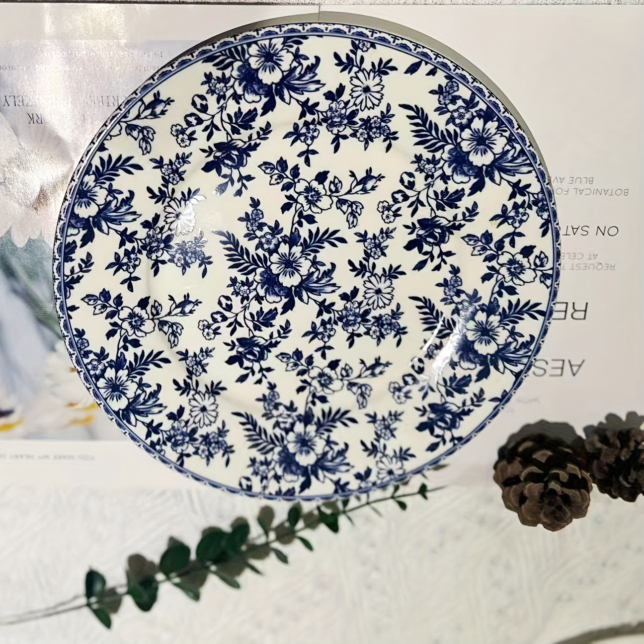 Nordic Blue  White Porcelain Dessert Plates Set