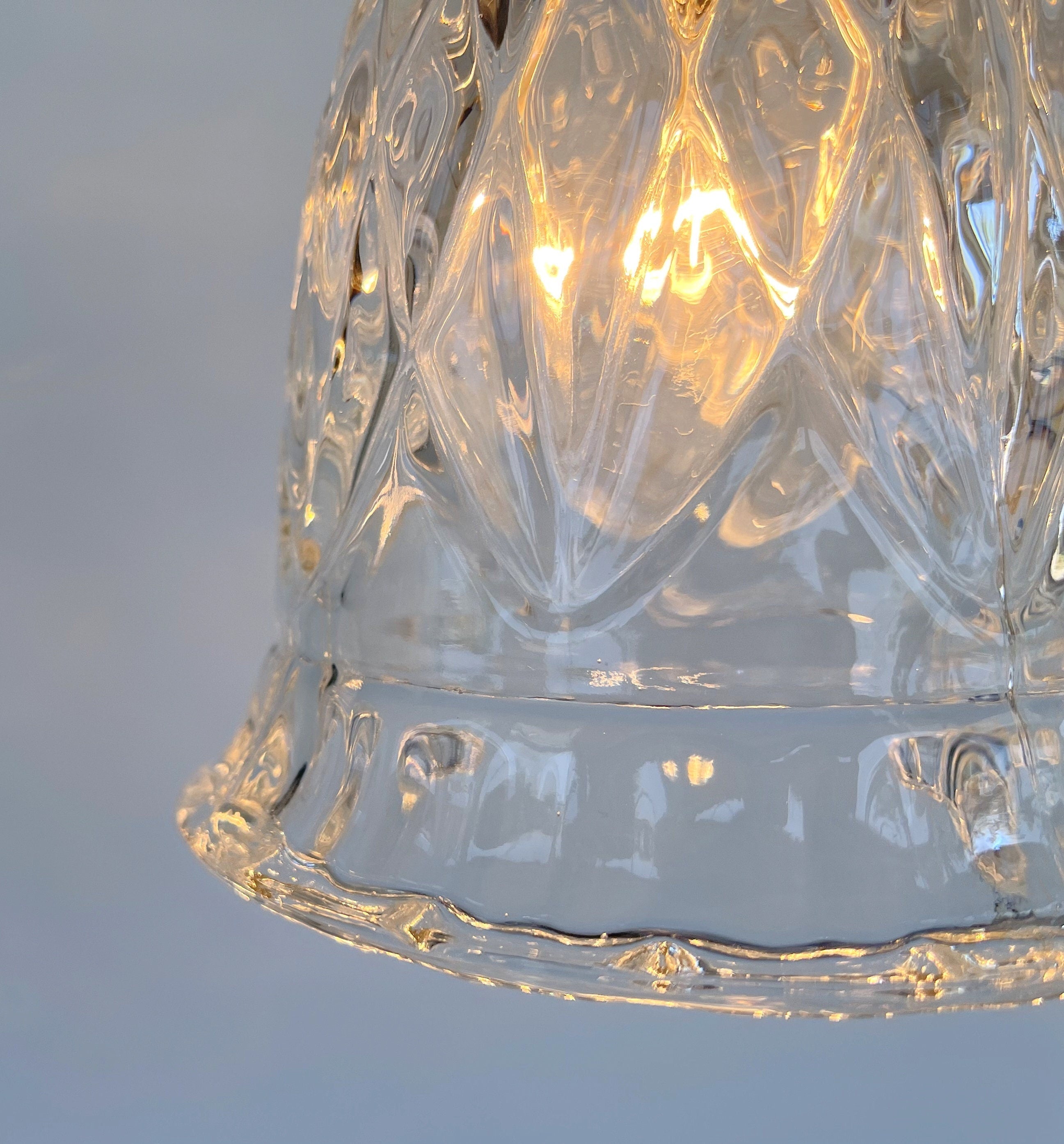 Heavy Pressed Vintage 1950's Antique Diamond PENDANT Light Fixture