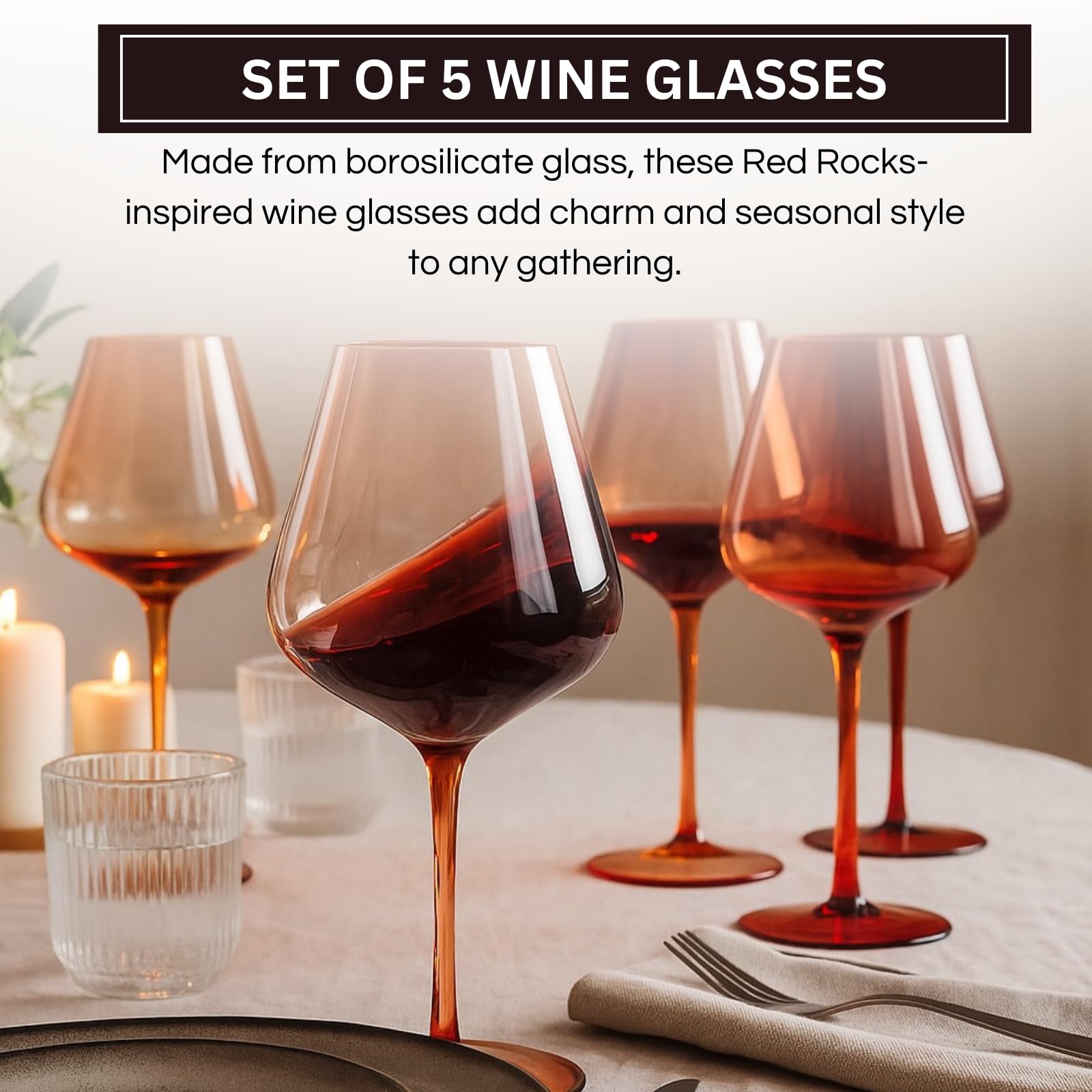 Red Rocks Gradient Colored Wine Glass | Set of 5 | 20 oz