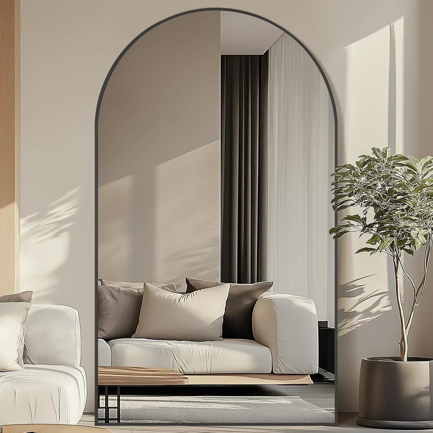 MELOMOIR Oversized Floor Mirror Freestanding, Full Length Mirror for Bedroom Living Room Dressing Room Gym Yoga Hair Salon, Gold Arched Mirror Full Length with Shatterproof Tempered Glass