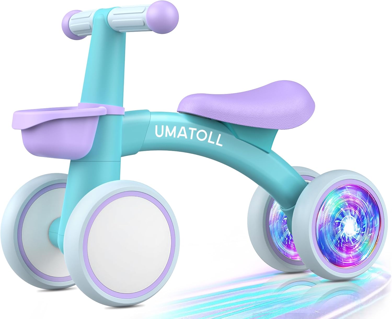Umatoll Colorful Lighting Baby Balance Bike Toys for 1 Year Old Boys Gifts, Adjustable Seat Baby Walker, One Year Old Boy Birthday Gifts, 12-24 Months Toddler First Ride on Toys