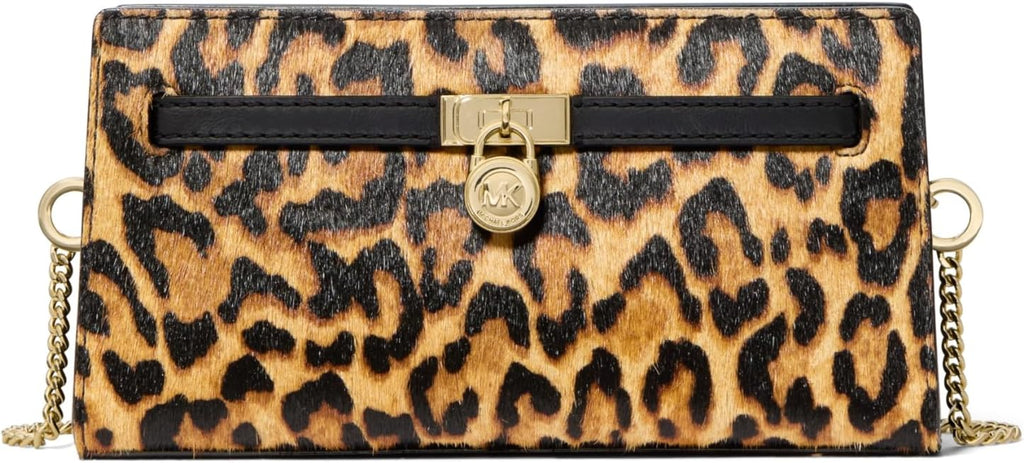 Michael Kors Hamiton Extra Small Convertible Crossbody Bag, Gold-Tone Hardware/Cheetah Haircalf with Volare Leather Trim/Marigold