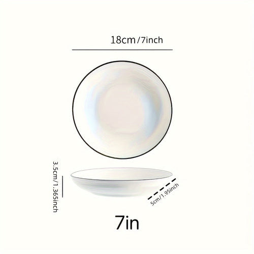 Set of 4 Simple White 8Inch Dinner Plates