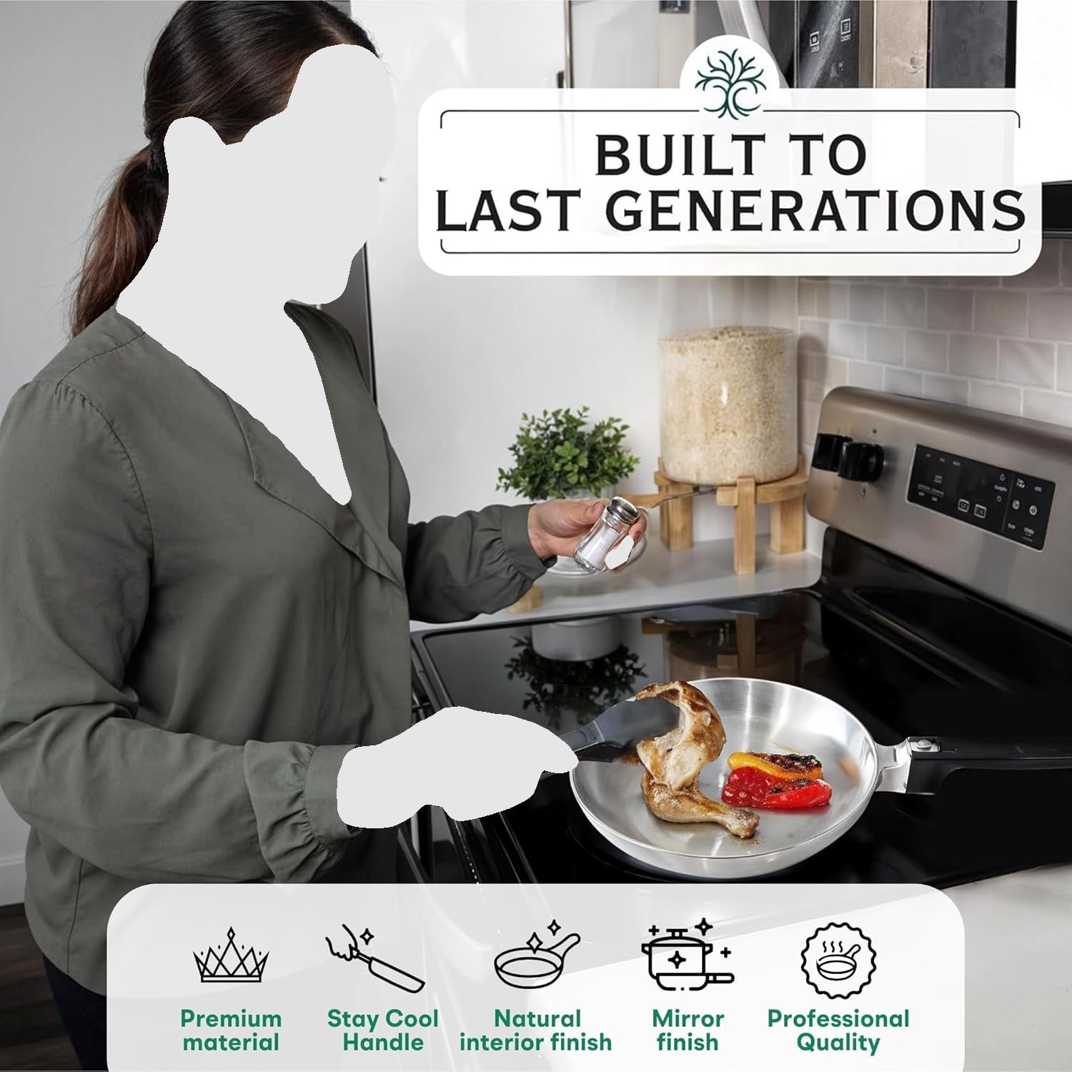 13-Inch Chef Skillet – Quick & Even Heat Distribution – Lightweight Cast Aluminum Frying Pan