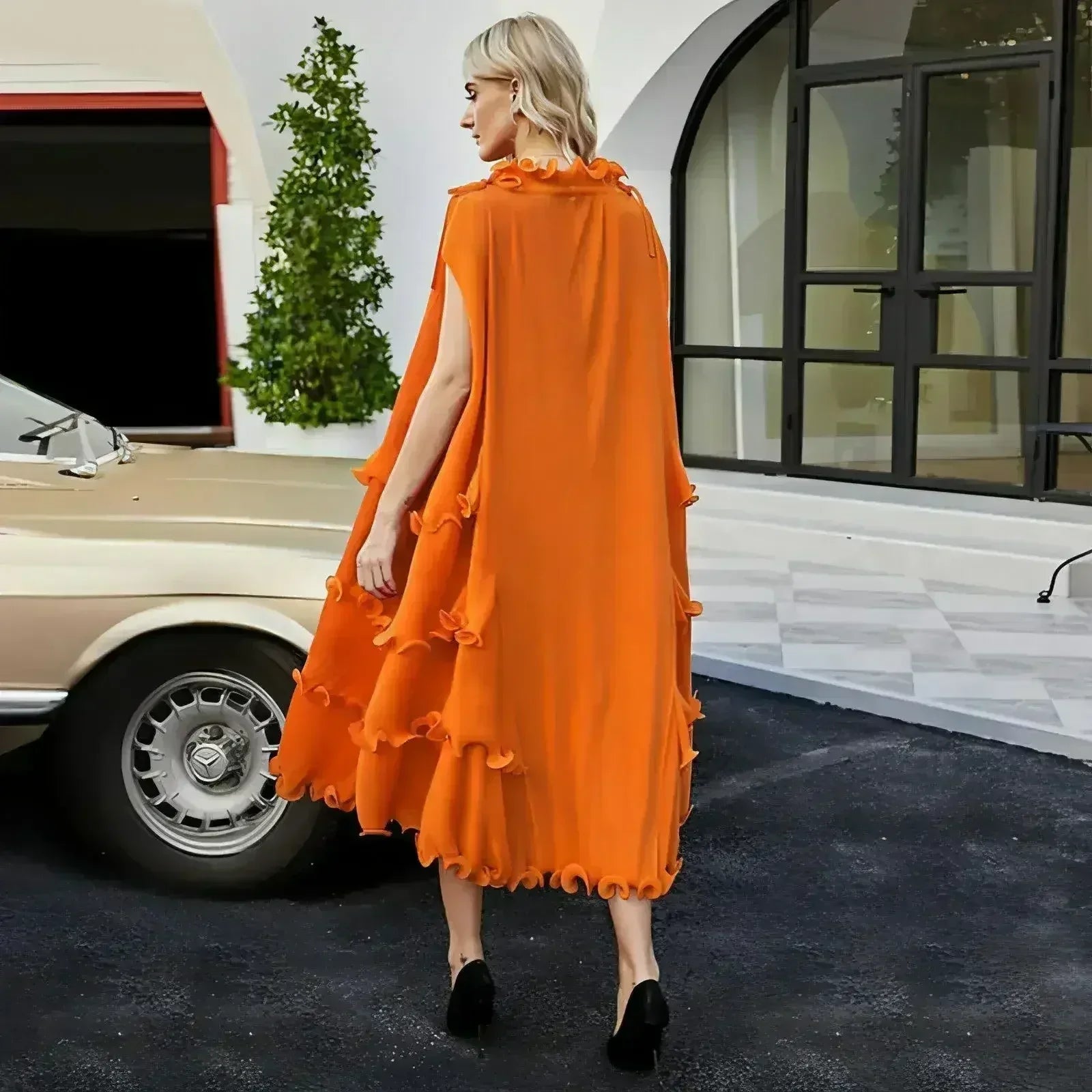 A1. Autumn Short Sleeve Pleated Design Affordable Luxury Fashion