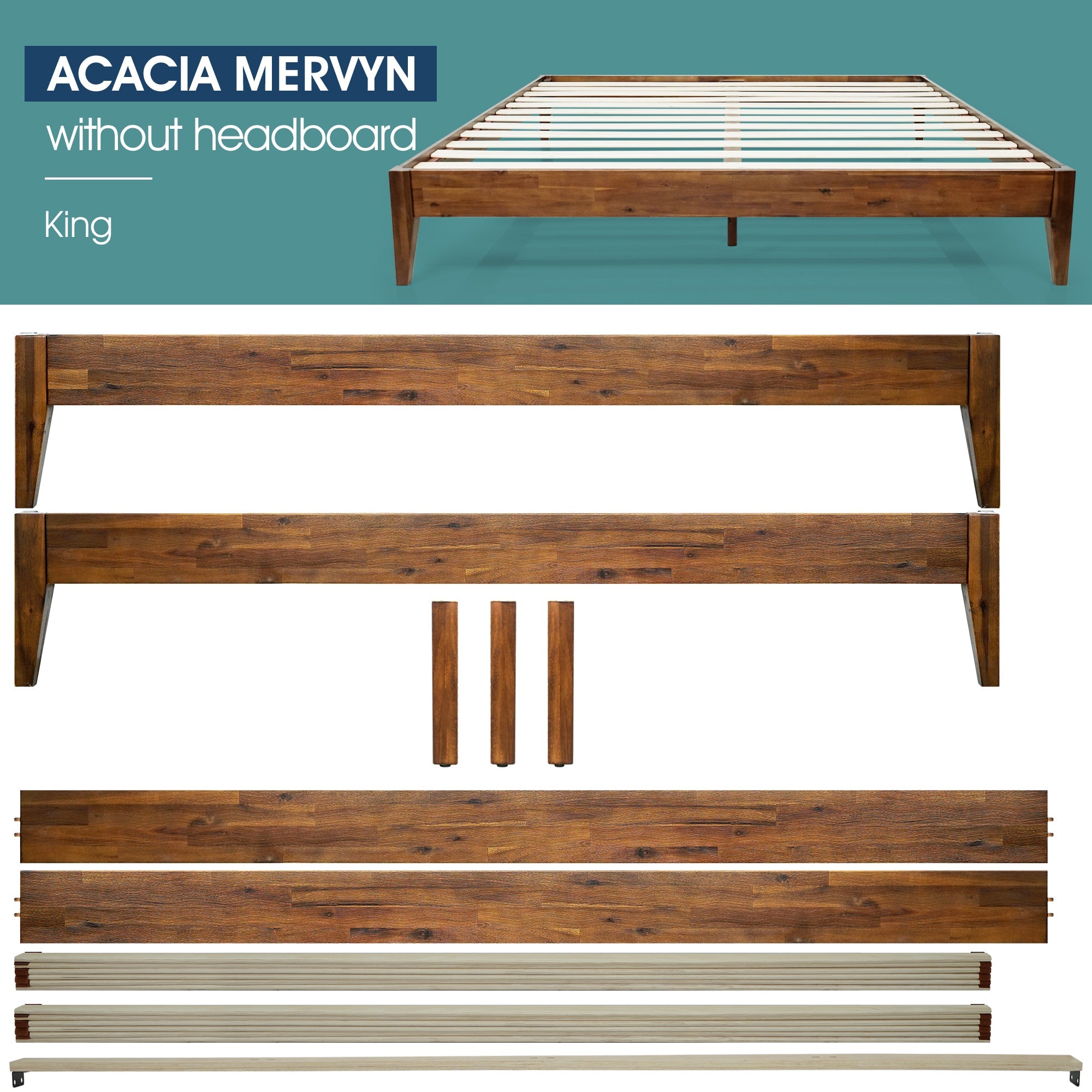 Acacia Mervyn Solid Wood Platform Bed for Timeless Comfort and Style