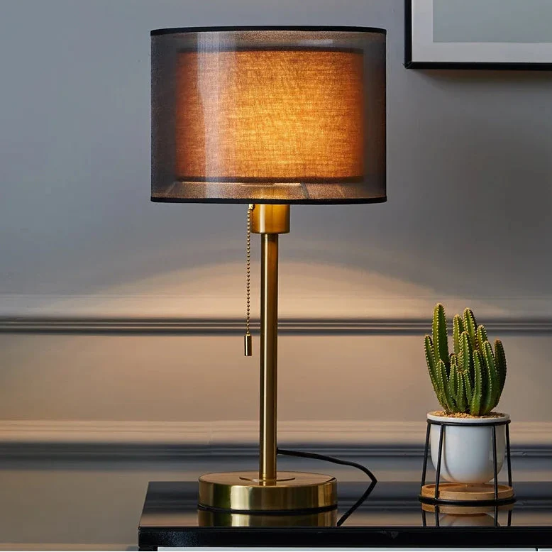 American Retro Gold Nordic Table Lamp – Luxury Warm LED Bedside & Study Light