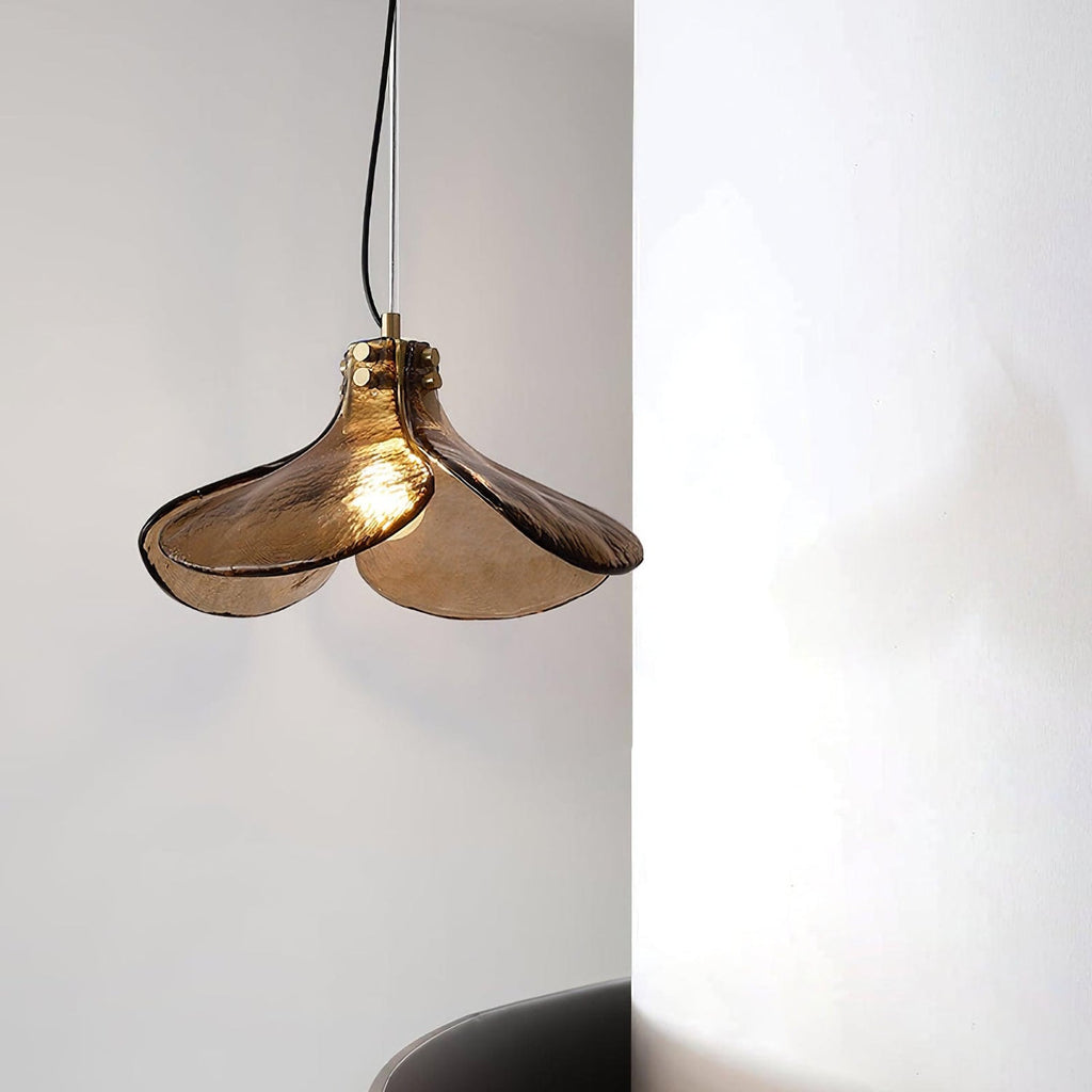 Amber Petal Glass Pendant Light