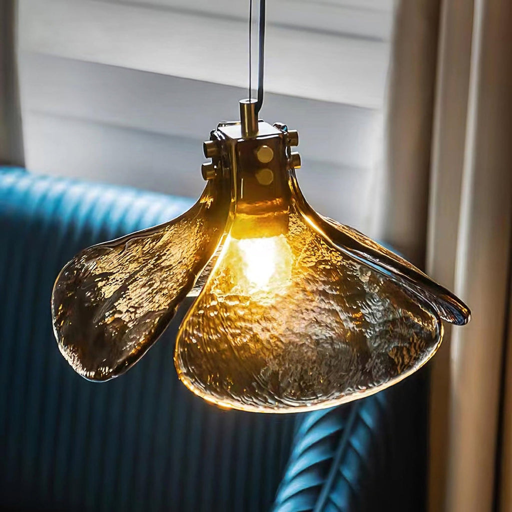 Amber Petal Glass Pendant Light