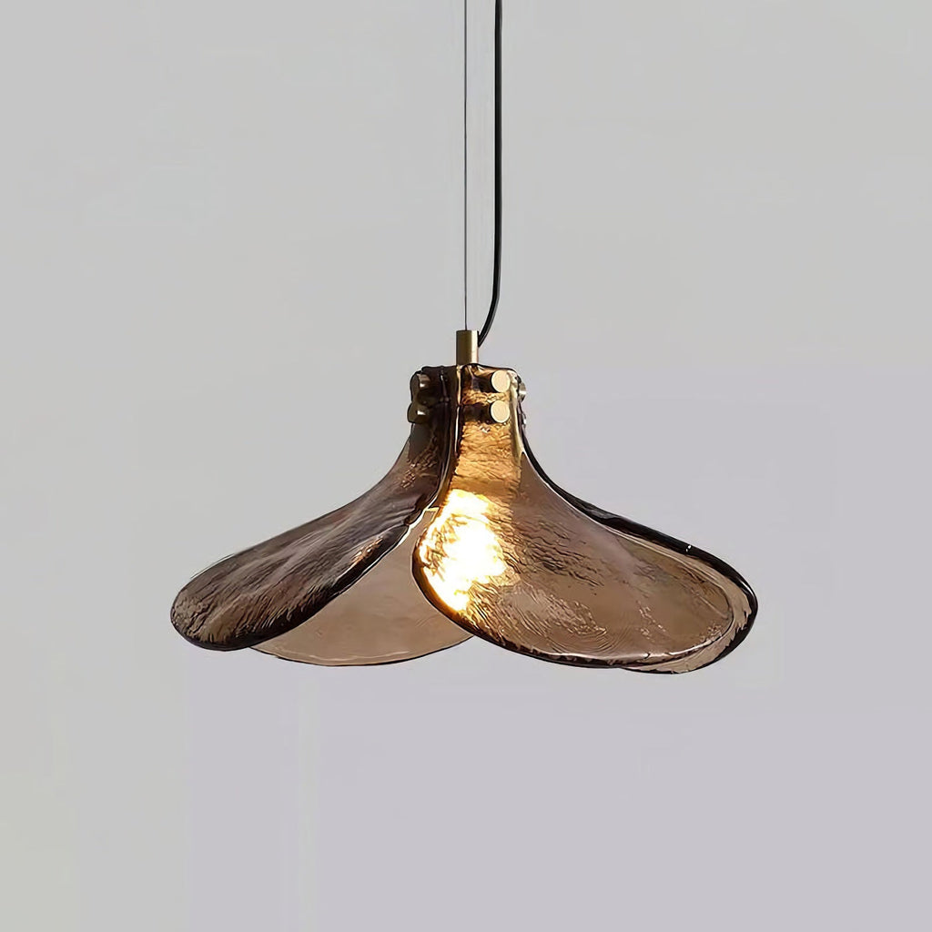 Amber Petal Glass Pendant Light