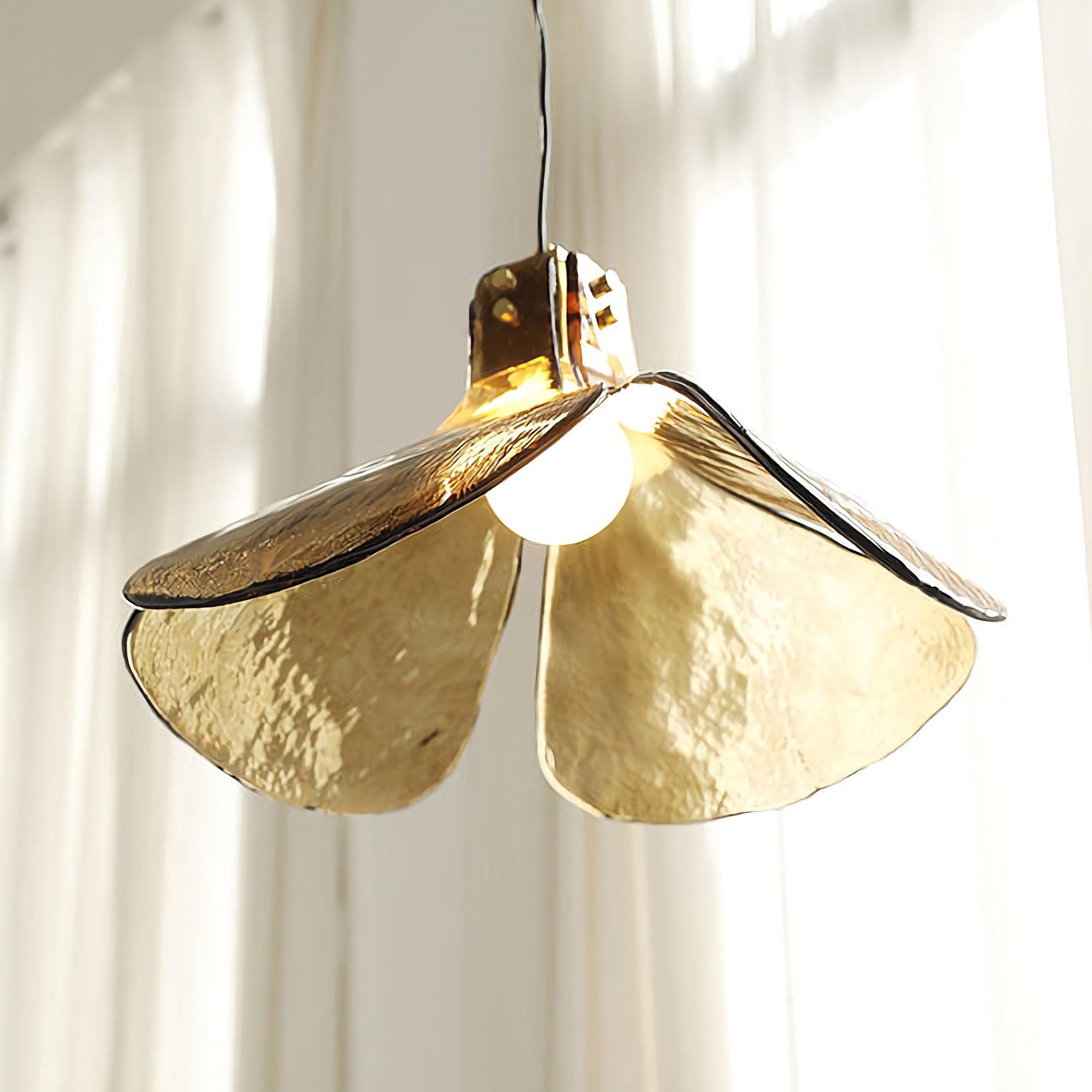 Amber Petal Glass Pendant Light