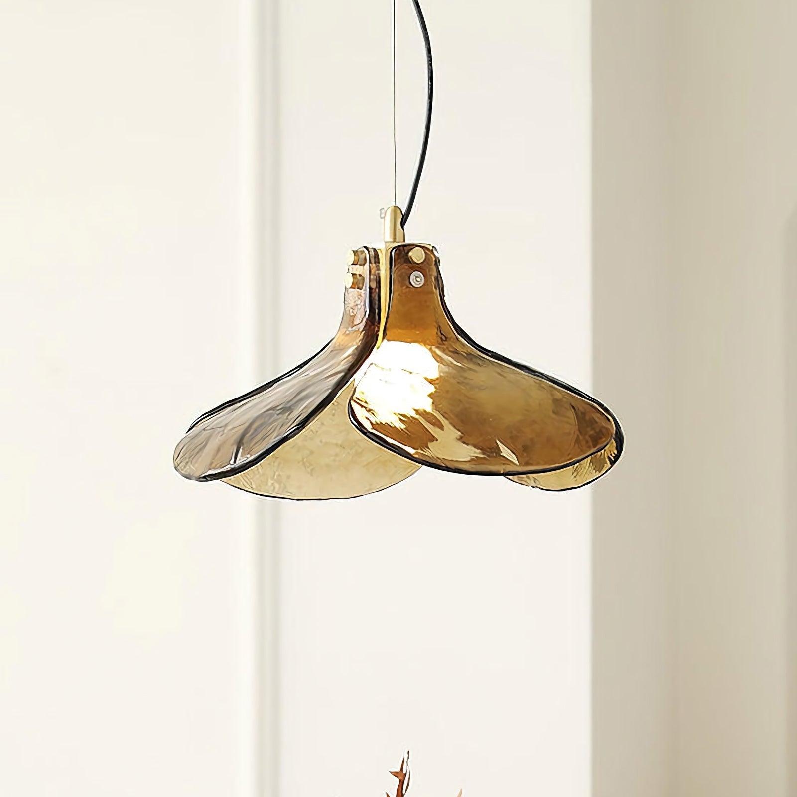 Amber Petal Glass Pendant Light