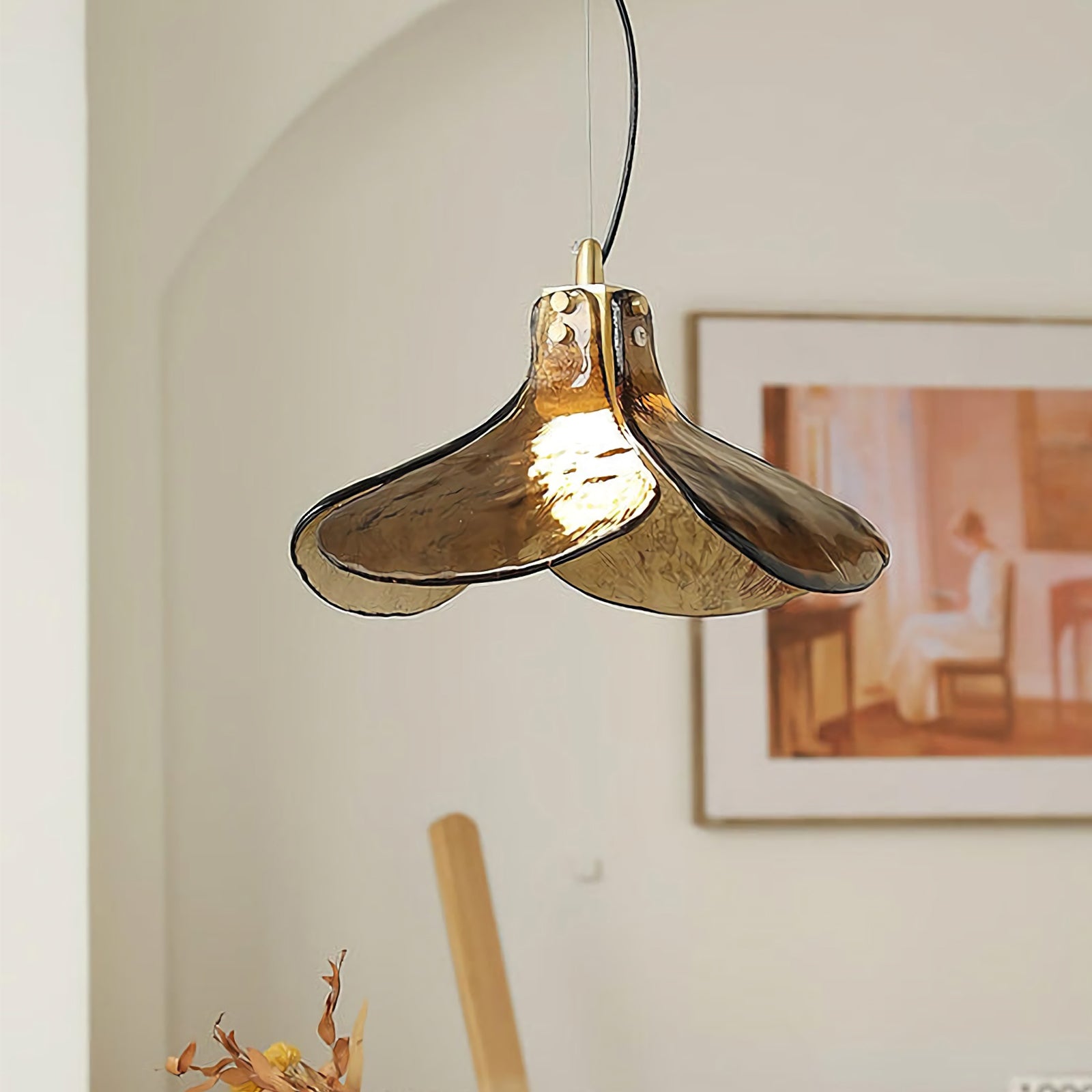 Amber Petal Glass Pendant Light