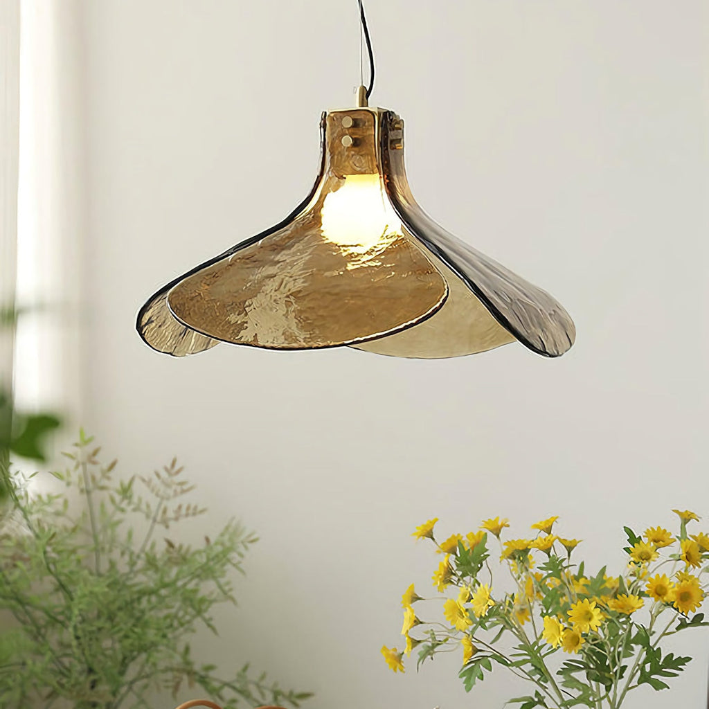 Amber Petal Glass Pendant Light